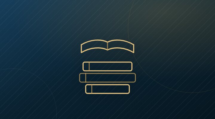 Ilustração: livro aberto sobre uma pilha de livros.